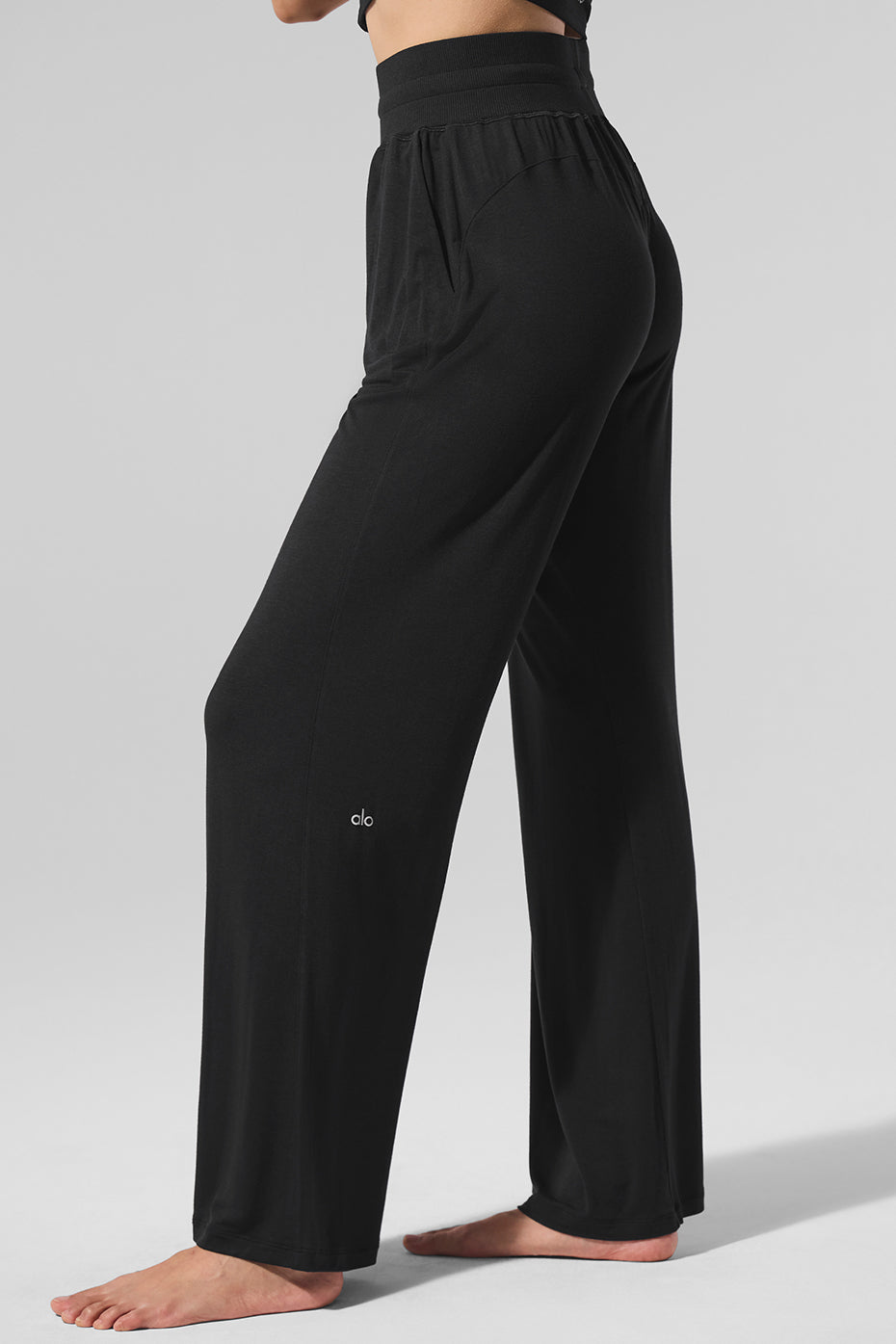 Semi-Sheer Delicate Lounge Flare Pant - Black — photo 5