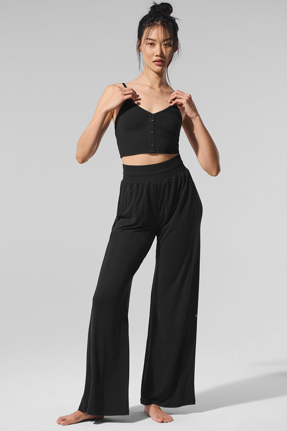 Semi-Sheer Delicate Lounge Flare Pant - Black — photo 6