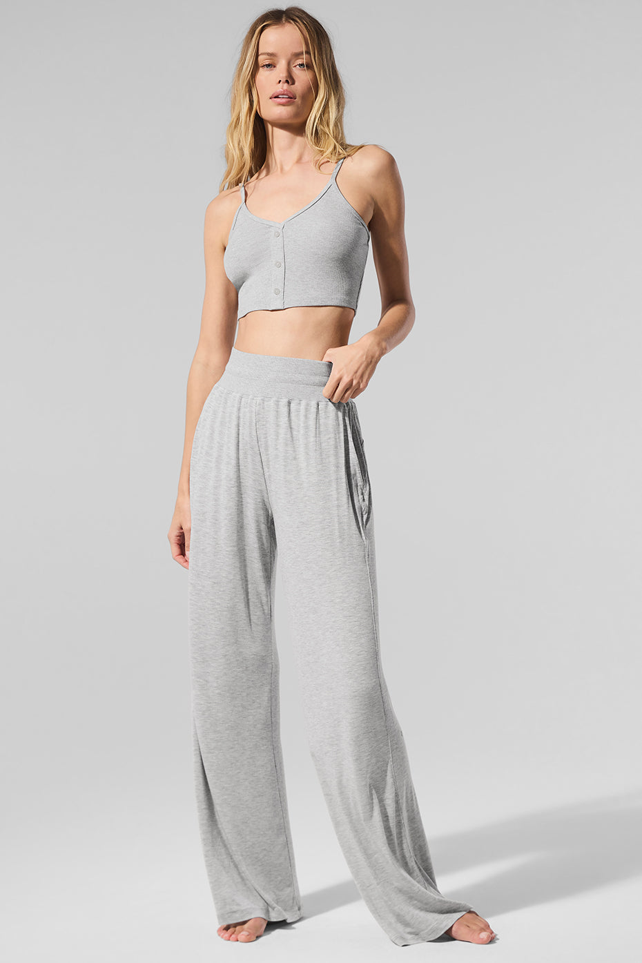 Semi-Sheer Delicate Lounge Flare Pant - Athletic Heather Grey — photo 1