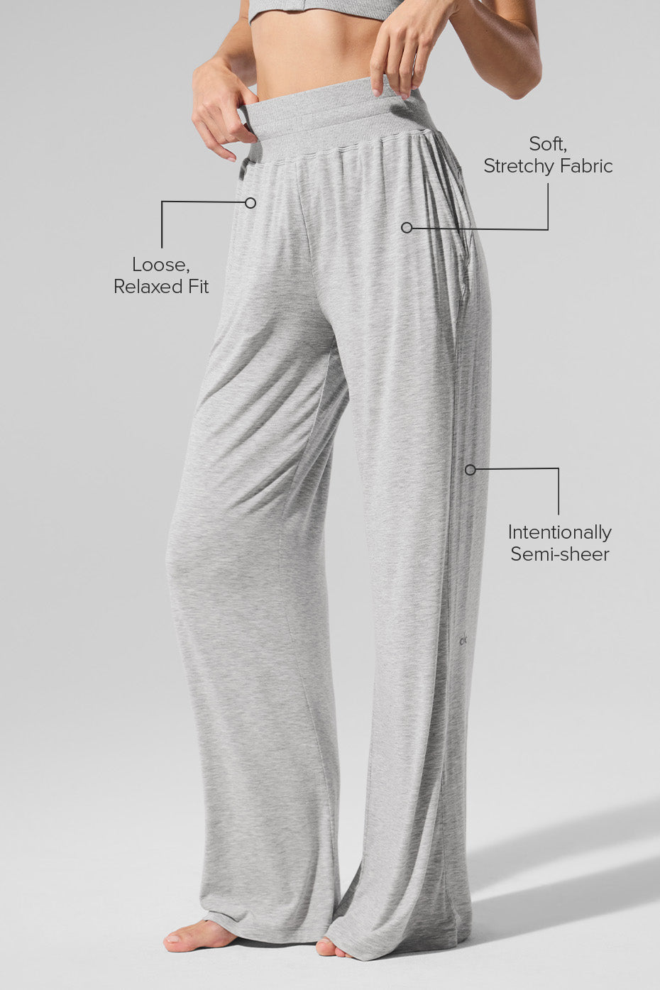 Semi-Sheer Delicate Lounge Flare Pant - Athletic Heather Grey — photo 2