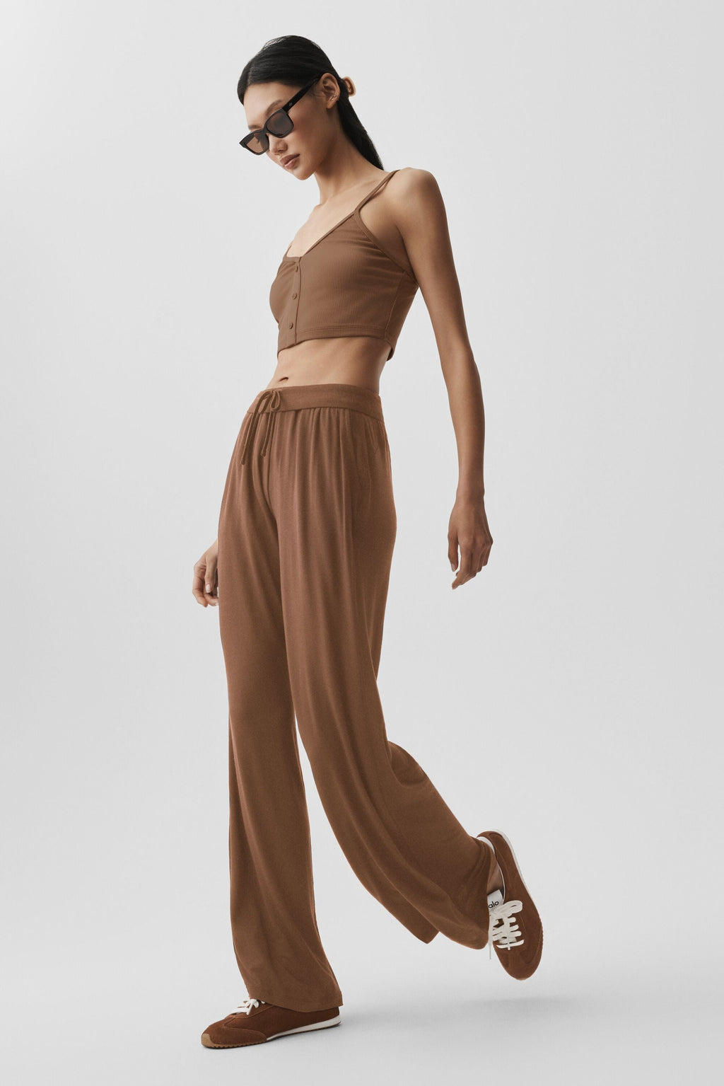 Semi-Sheer Delicate Lounge Flare Pant - Sun Kissed Brown — photo 4
