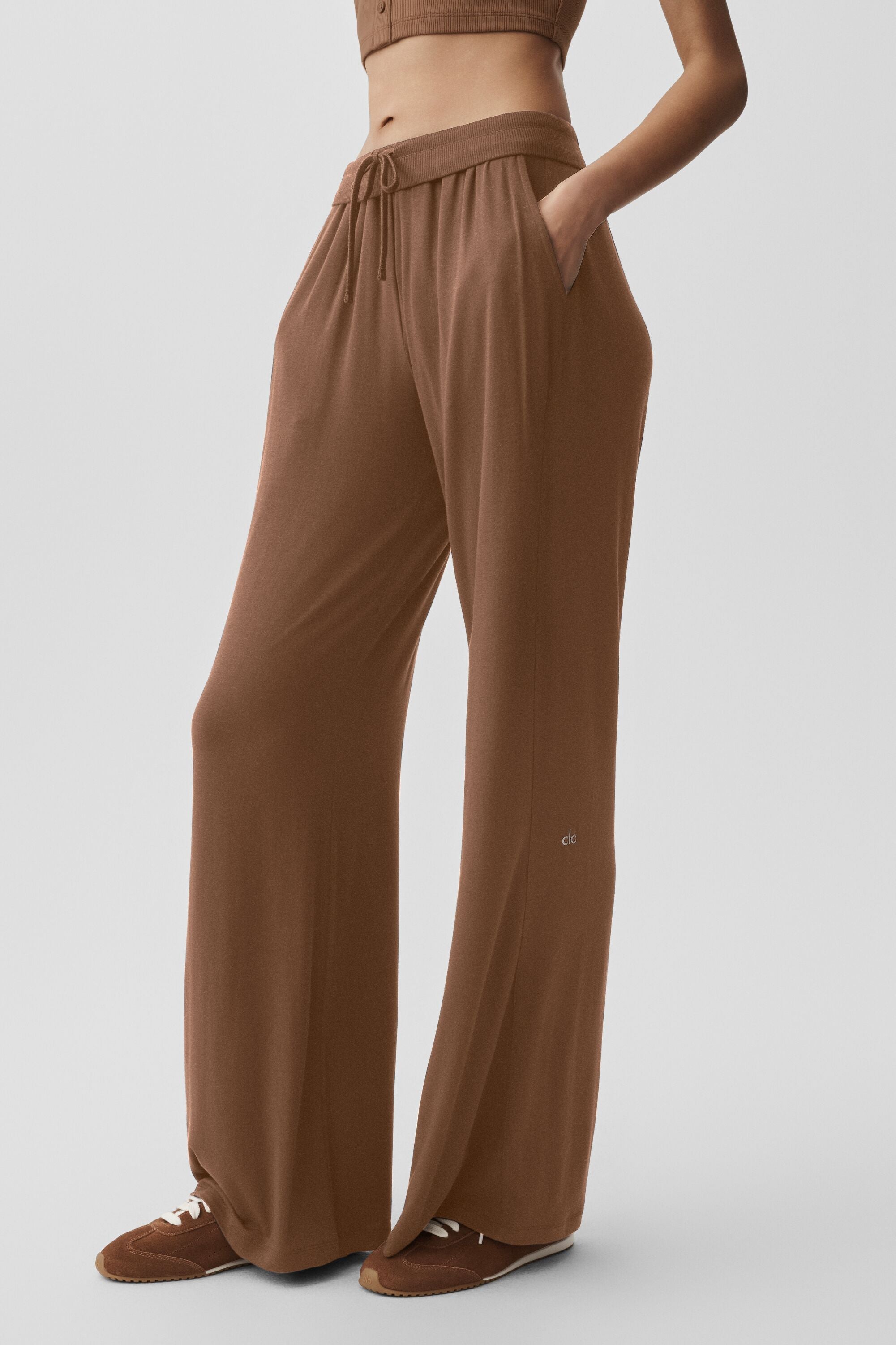 Semi-Sheer Delicate Lounge Flare Pant - Sun Kissed Brown — photo 1
