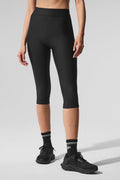 Airlift Mesh High-Waist Just Right Capri - Black — photo 1