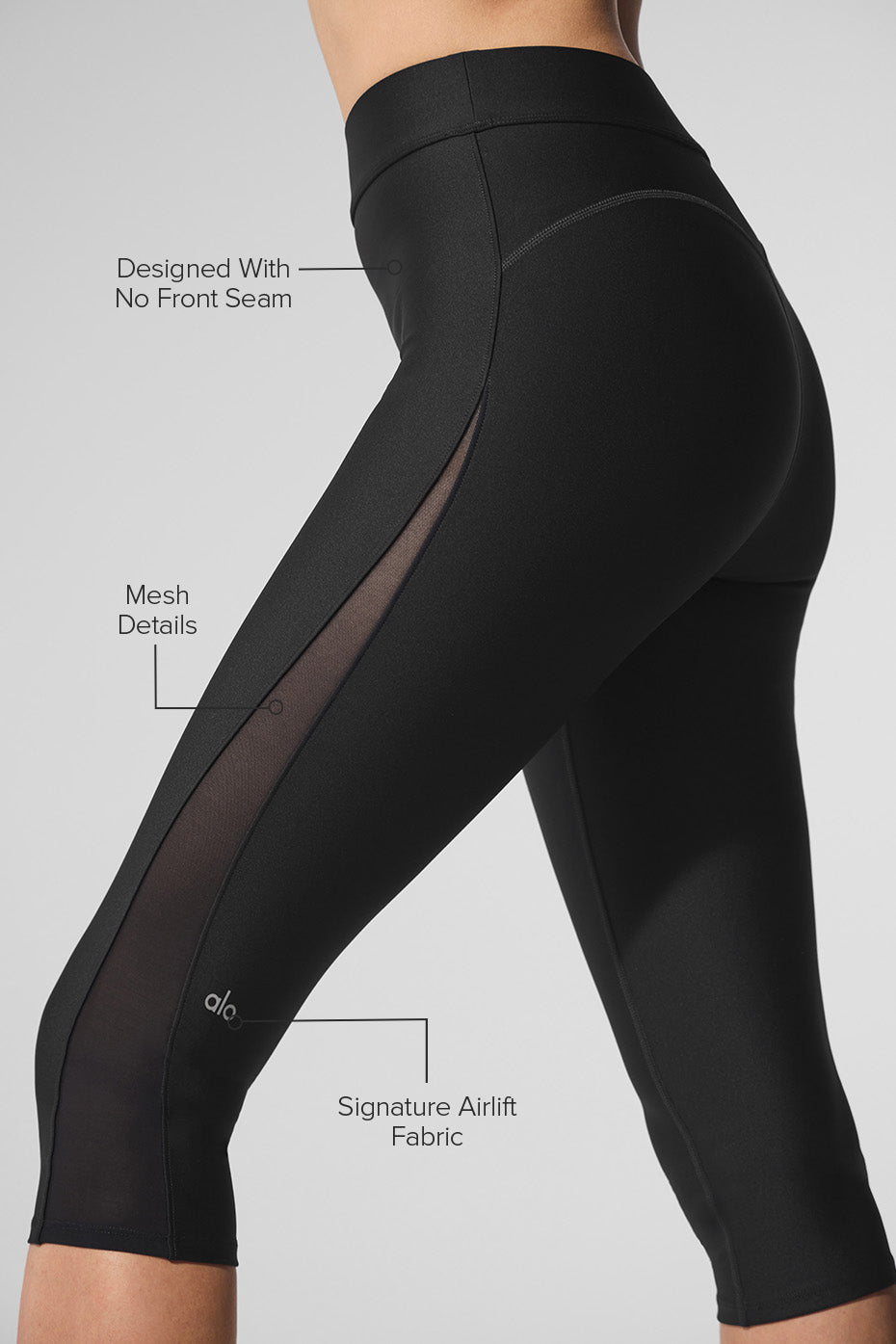 Airlift Mesh High-Waist Just Right Capri - Black — photo 2