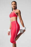 Airlift High-Waist Super Sleek Contrast Capri - Candy Red/White — photo 3