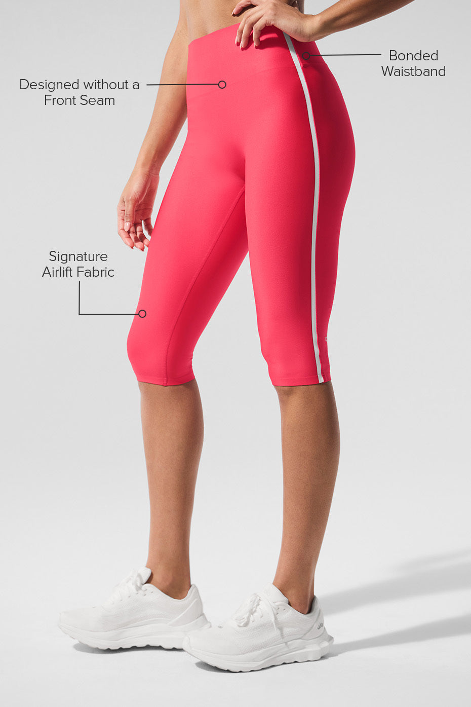 Airlift High-Waist Super Sleek Contrast Capri - Candy Red/White — photo 2