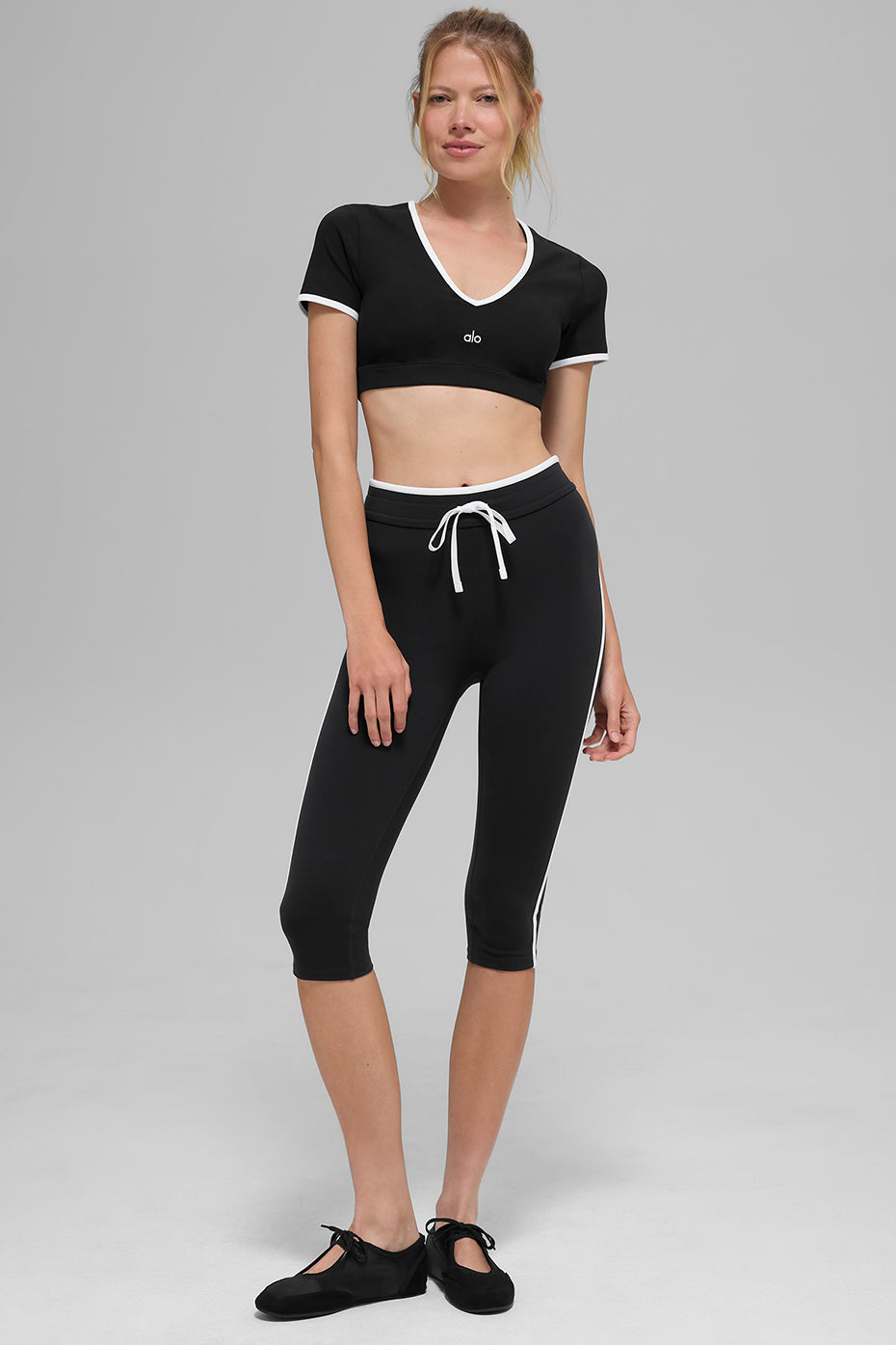 Airbrush High-Waist Race Pace Capri - Black/White — photo 6