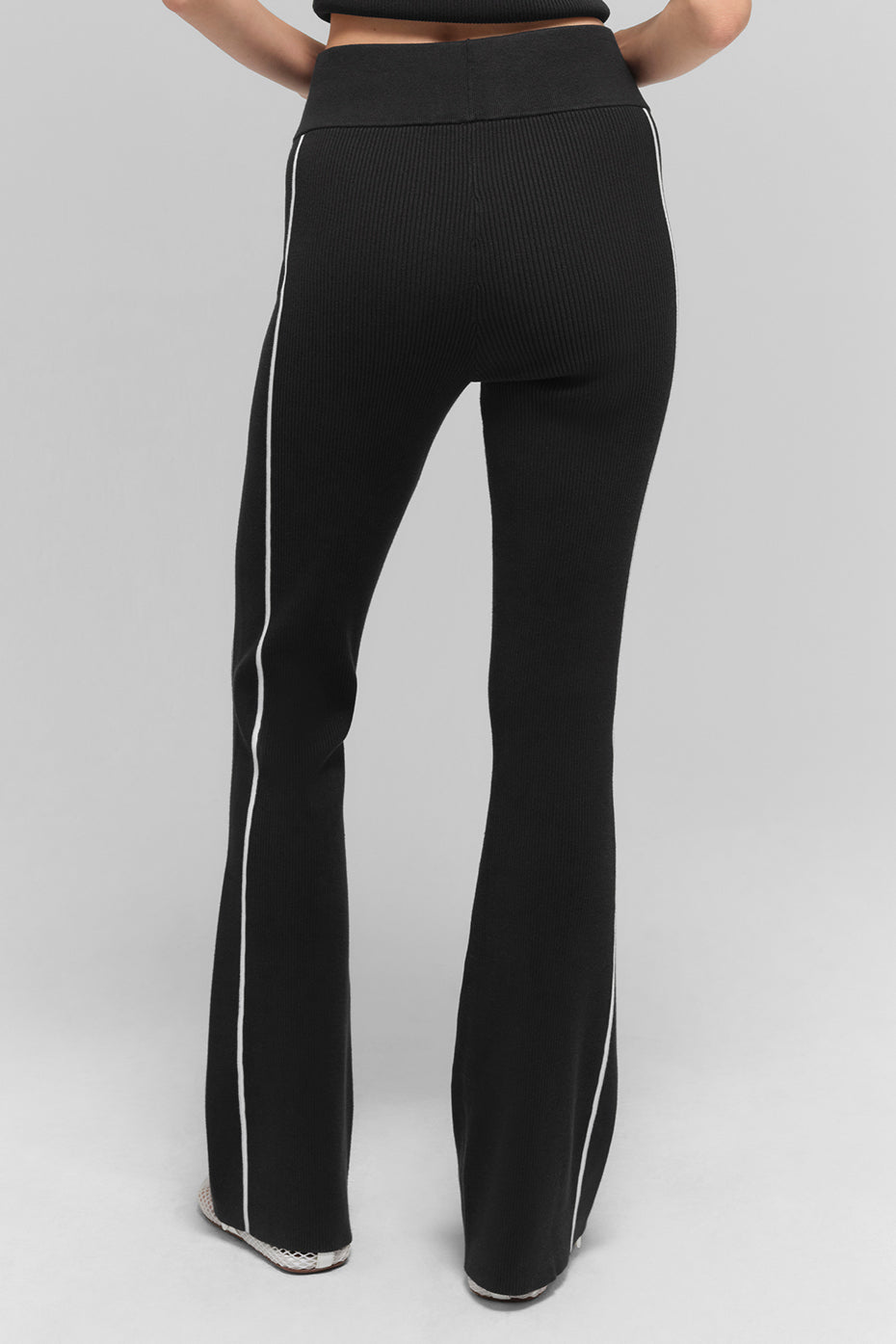 Ribbed Sweater Knit Highline Flare Pant - Black/White — photo 4