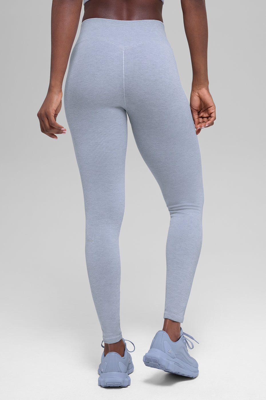 Seamless High-Waist Two Tone Rib Legging - Winter Frost Heather — photo 3