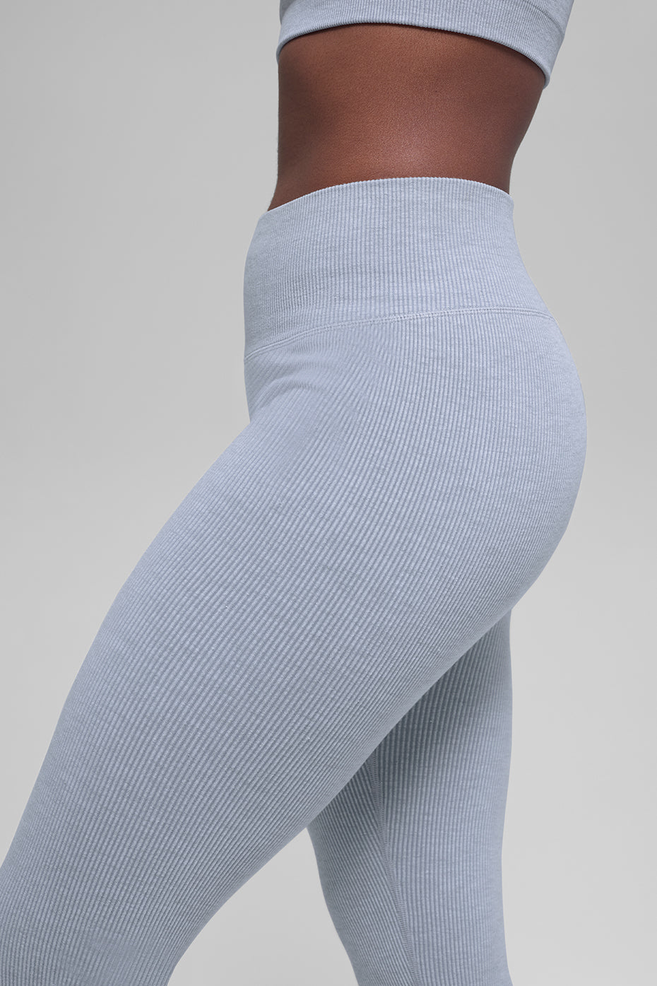 Seamless High-Waist Two Tone Rib Legging - Winter Frost Heather — photo 2