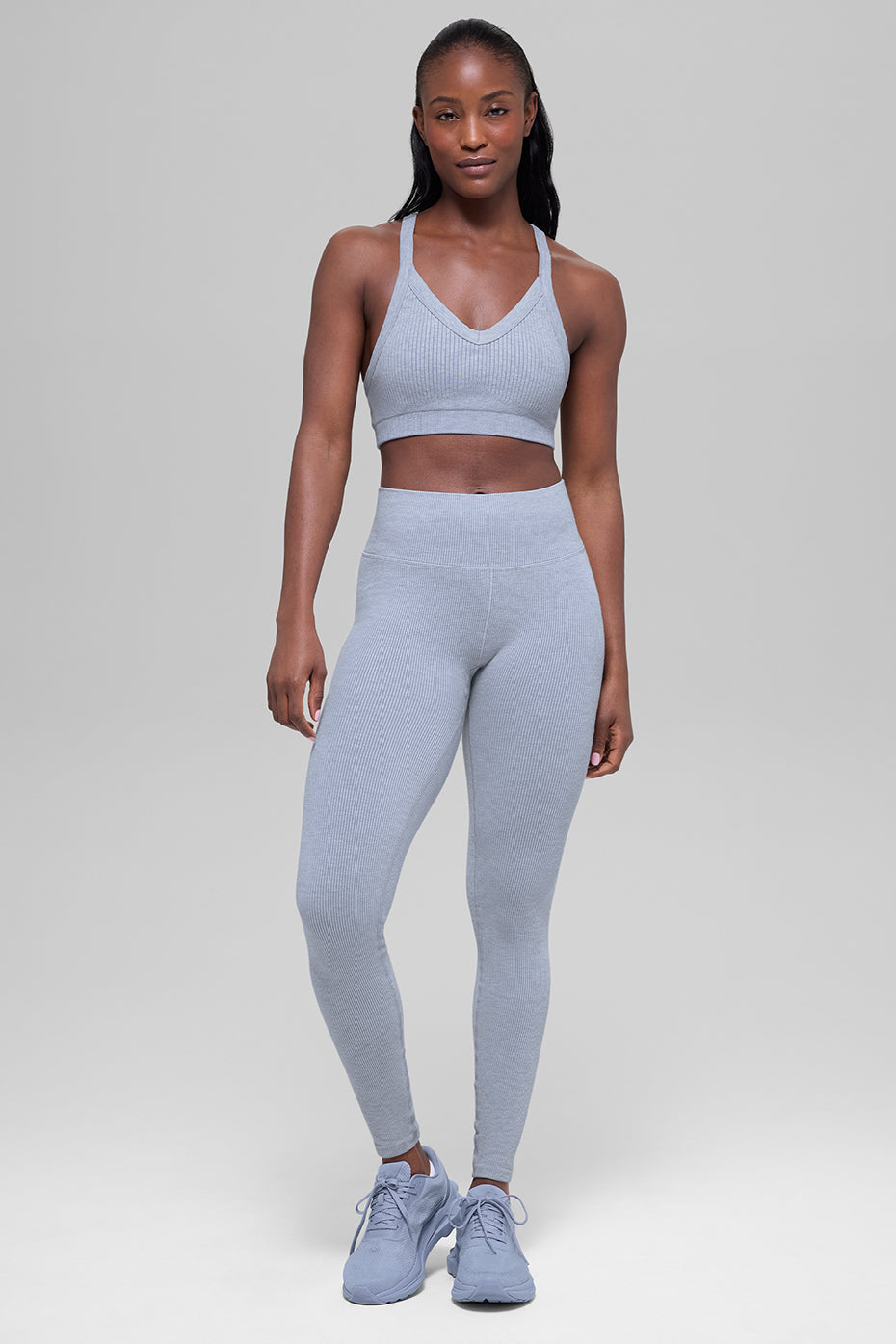 Seamless High-Waist Two Tone Rib Legging - Winter Frost Heather — photo 6