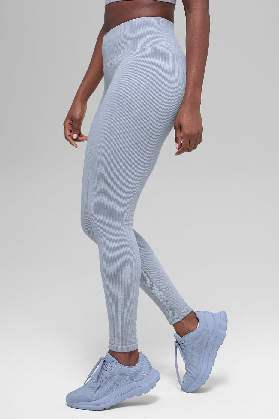 Seamless High-Waist Two Tone Rib Legging - Winter Frost Heather — photo 4