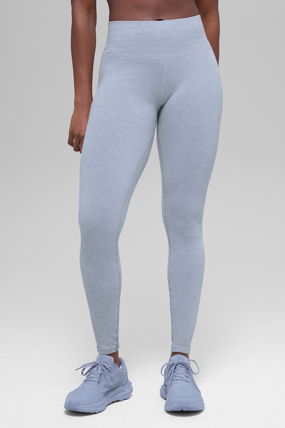 Seamless High-Waist Two Tone Rib Legging - Winter Frost Heather — photo 1