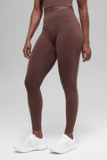 Seamless High-Waist Two Tone Rib Legging - Brownstone Heather — photo 1