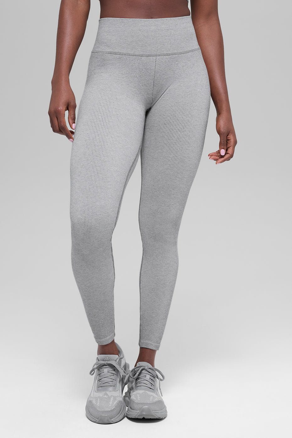 Seamless High-Waist Two Tone Rib Legging - Light Misty Grey Heather — photo 2