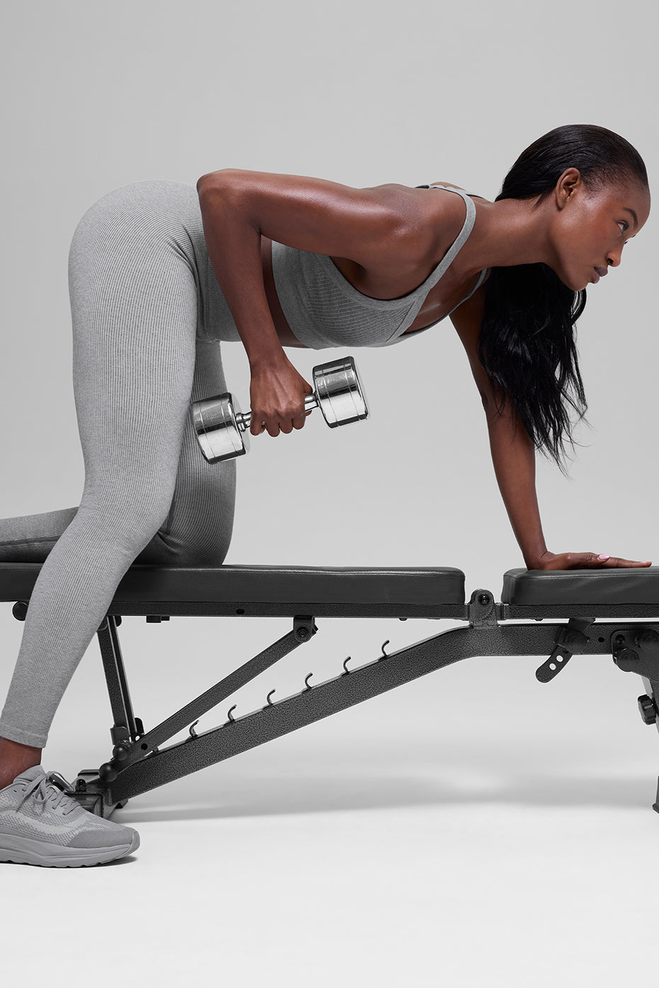 Seamless High-Waist Two Tone Rib Legging - Light Misty Grey Heather — photo 5