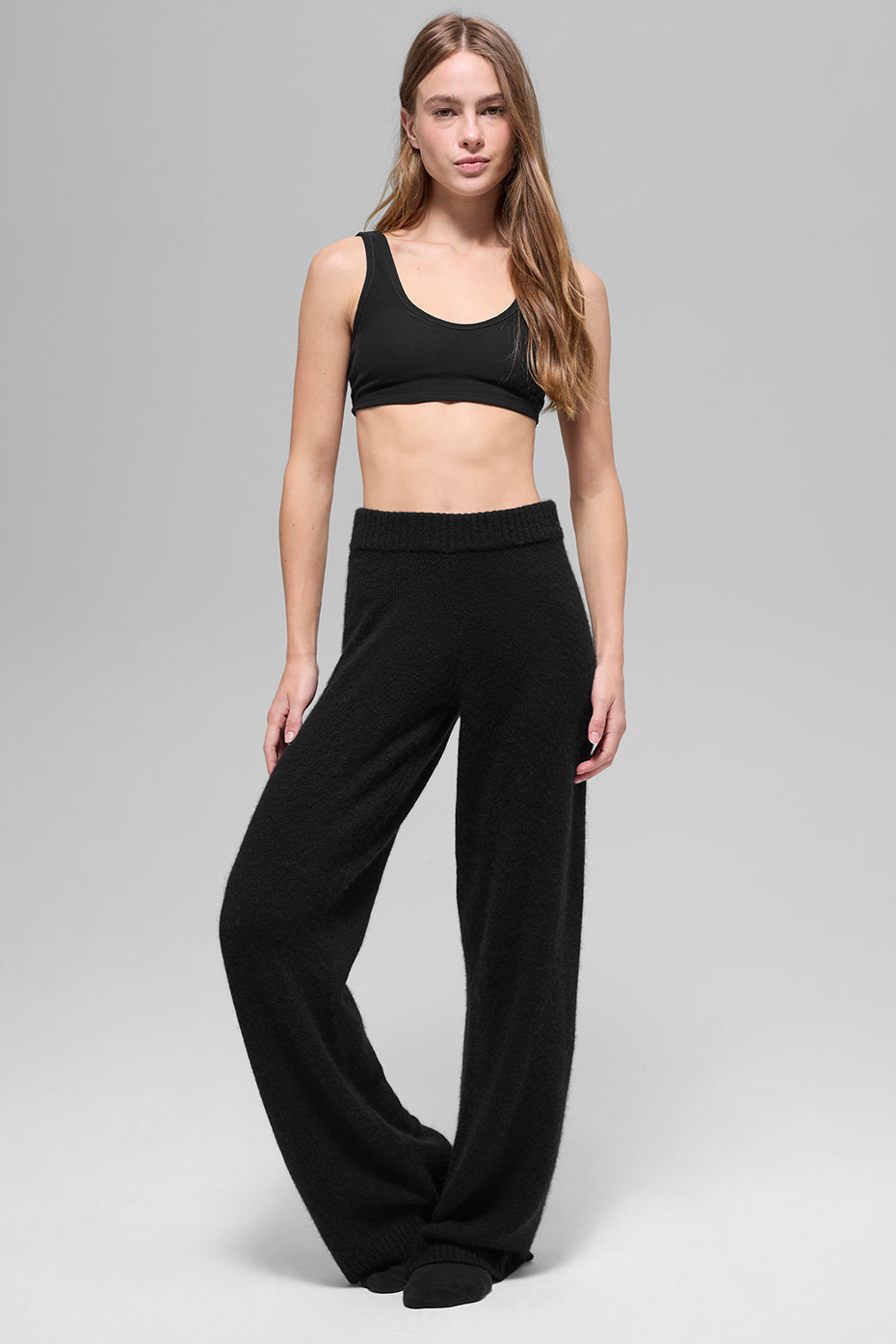 Wool Cashmere High-Waist New Class Wide Leg Pant - Black — photo 5
