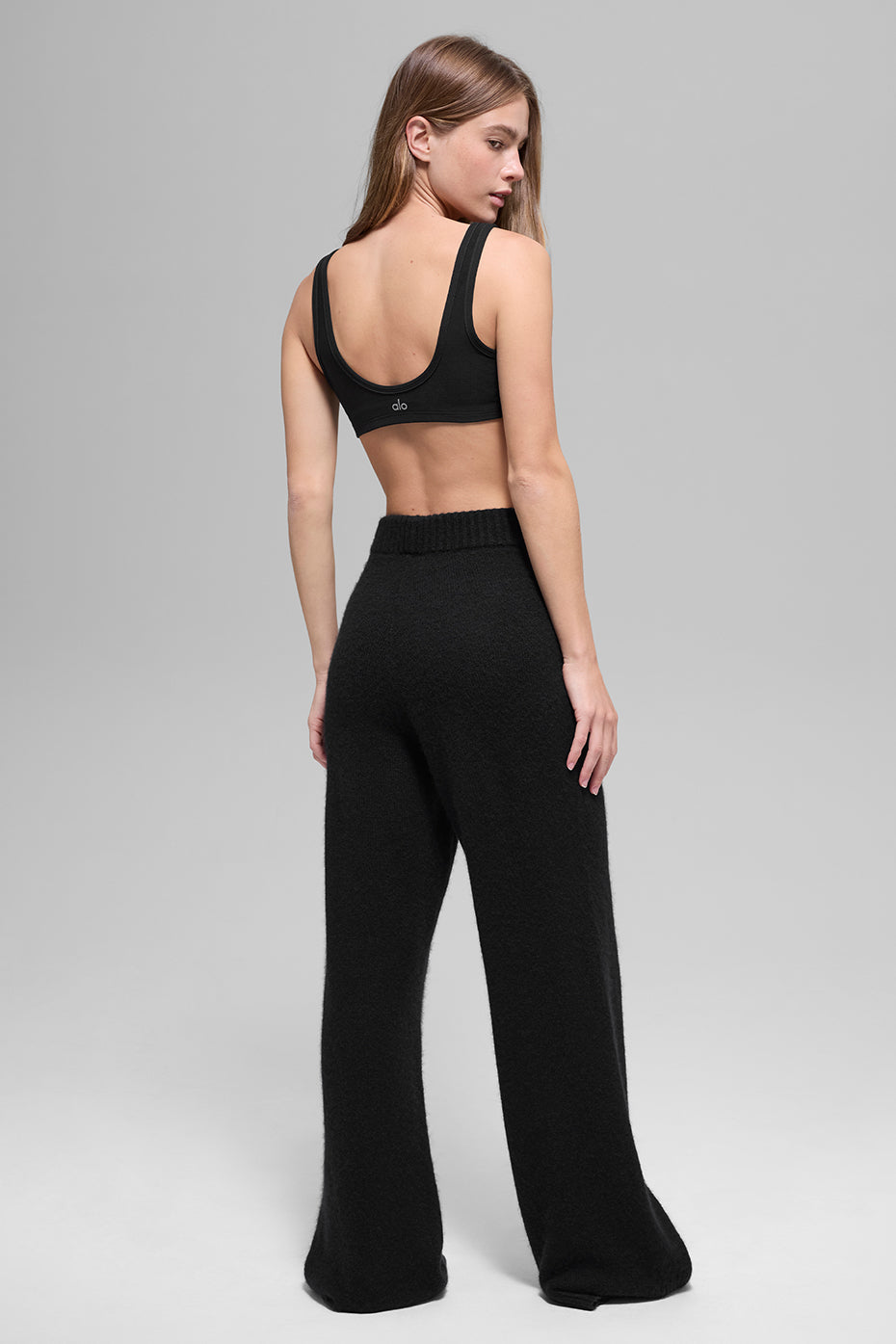 Wool Cashmere High-Waist New Class Wide Leg Pant - Black — photo 3