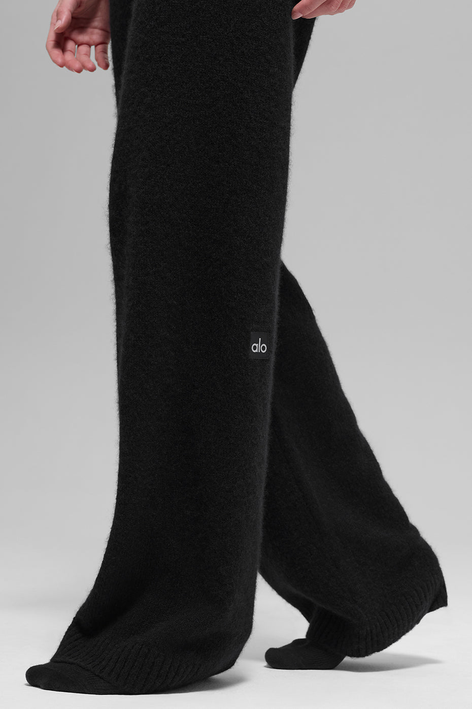Wool Cashmere High-Waist New Class Wide Leg Pant - Black — photo 4
