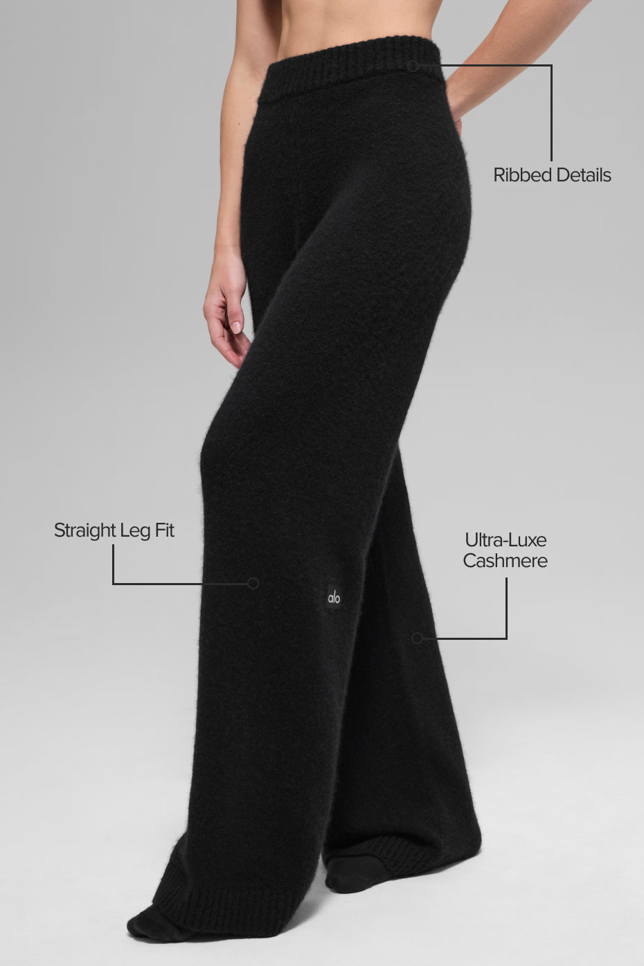 Wool Cashmere High-Waist New Class Wide Leg Pant - Black — photo 2