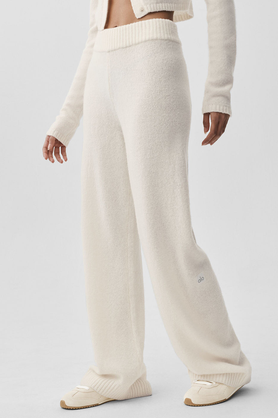 Wool Cashmere High-Waist New Class Wide Leg Pant - Ivory — photo 1