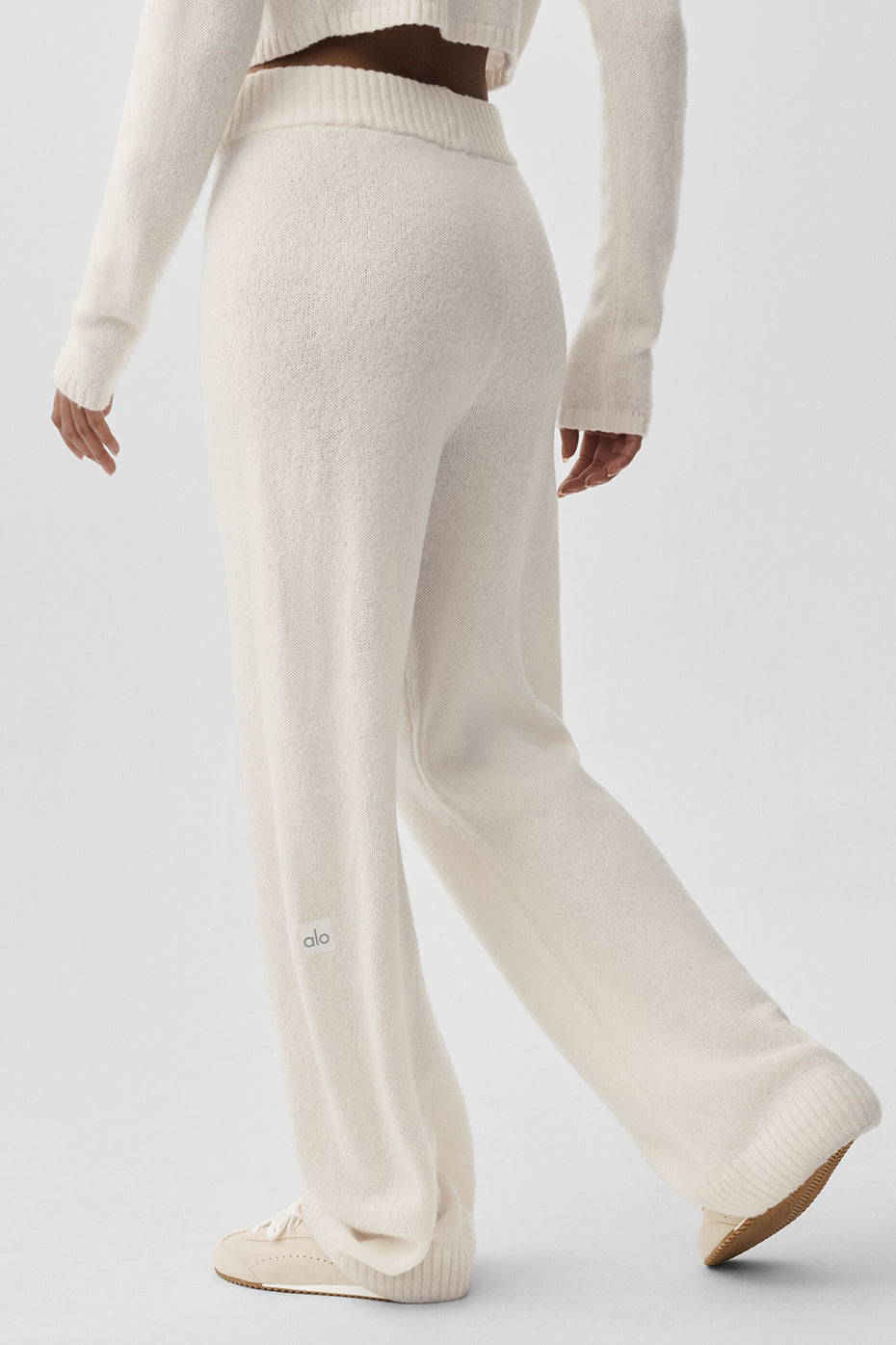 Wool Cashmere High-Waist New Class Wide Leg Pant - Ivory — photo 3