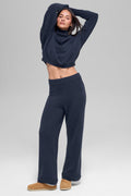 Wool Cashmere High-Waist New Class Wide Leg Pant - Navy — photo 1