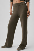 Wool Cashmere High-Waist New Class Wide Leg Pant - Olive Tree — photo 1
