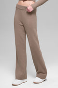 Wool Cashmere High-Waist New Class Wide Leg Pant - Chai Latte — photo 1