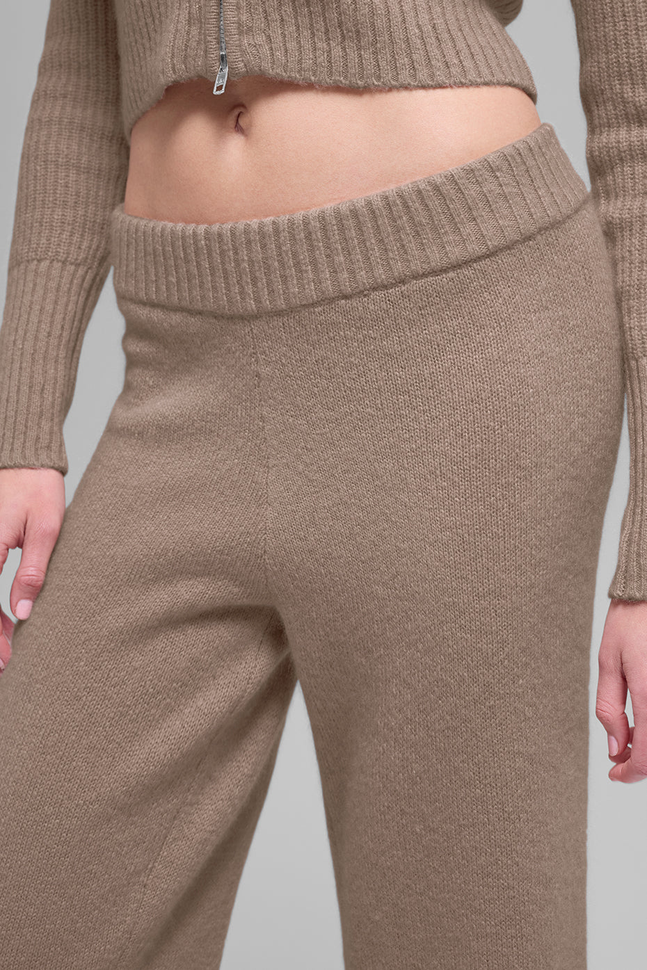 Wool Cashmere High-Waist New Class Wide Leg Pant - Chai Latte — photo 3