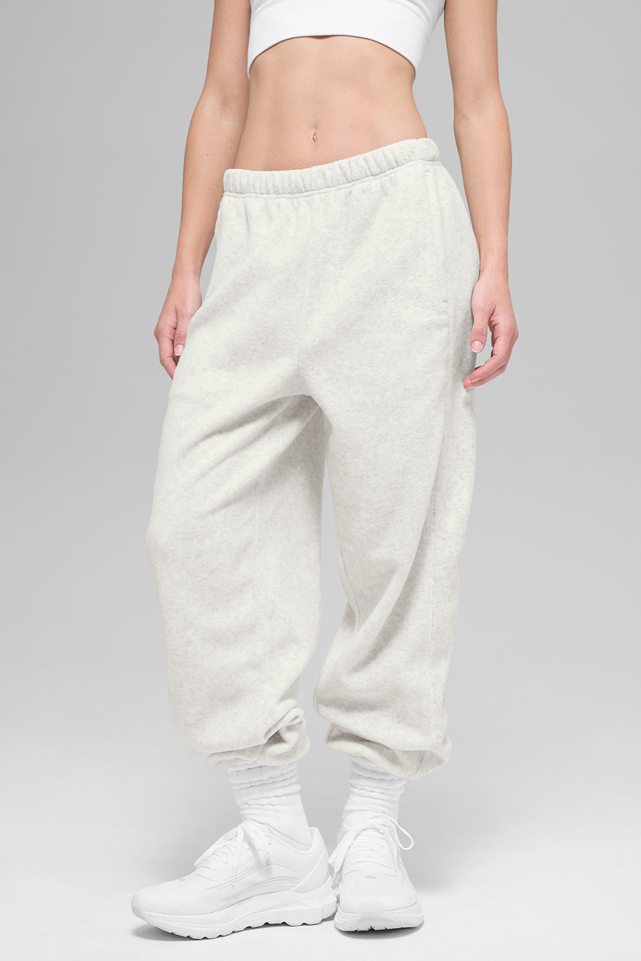 Polar Fleece High-Waist Retreat Jogger - White Heather Grey — photo 2