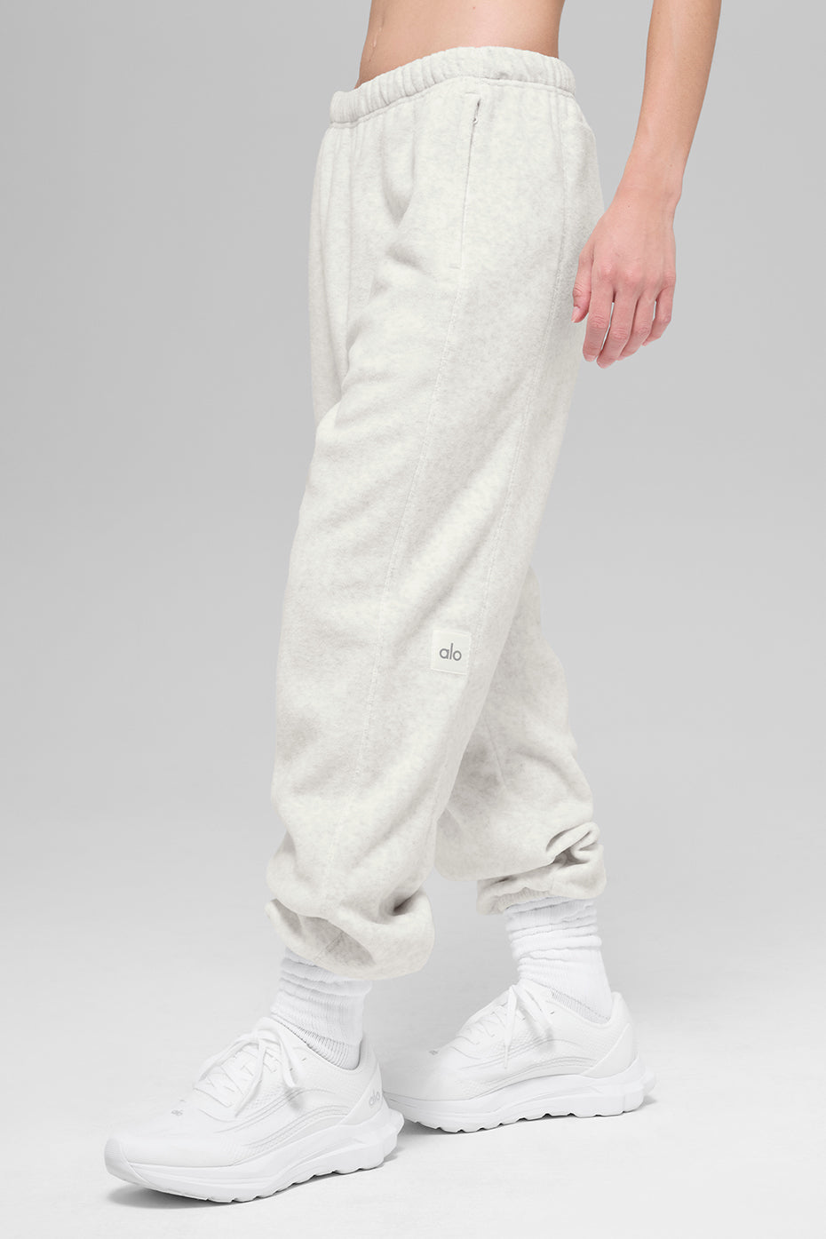 Polar Fleece High-Waist Retreat Jogger - White Heather Grey — photo 1