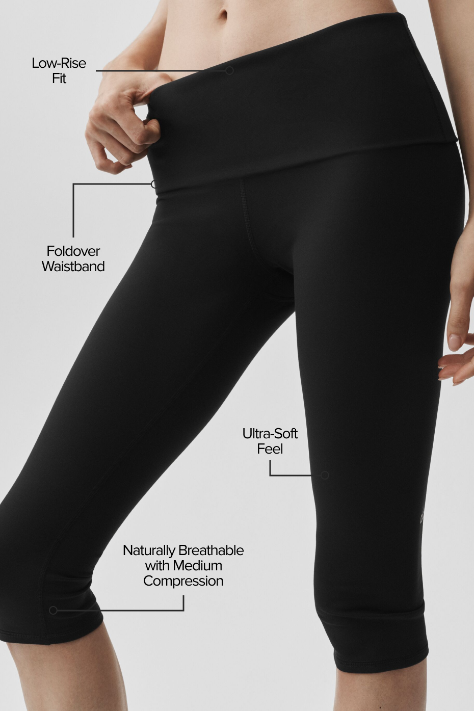 ALO Softsculpt Low-Rise Foldover Capri - Black — photo 2