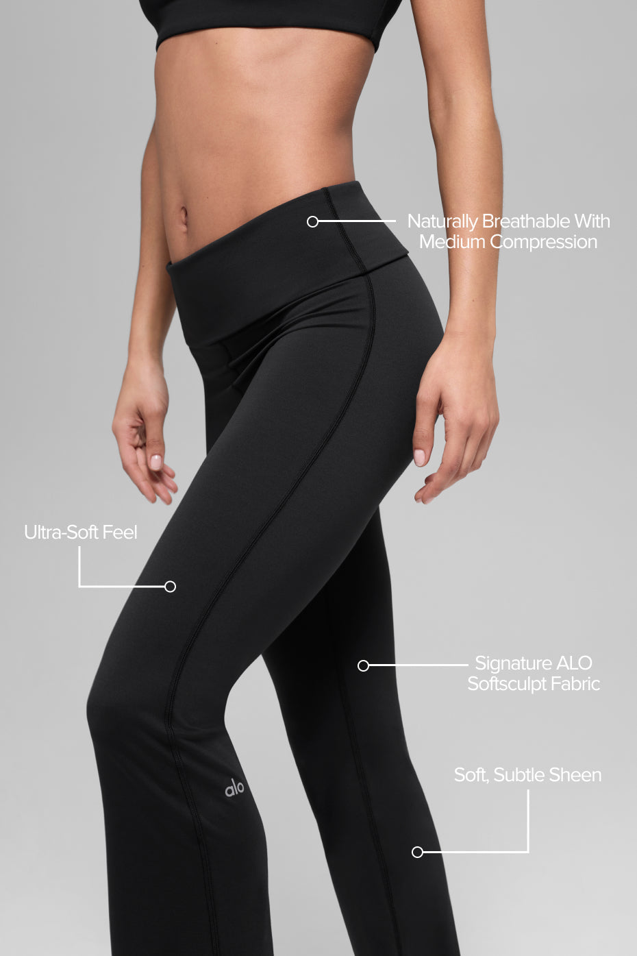 ALO Softsculpt Foldover Flare Legging - Black — photo 2