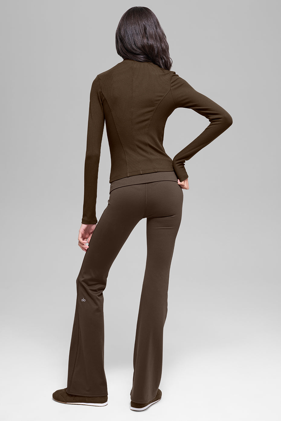 ALO Softsculpt Foldover Flare Legging - Espresso — photo 4