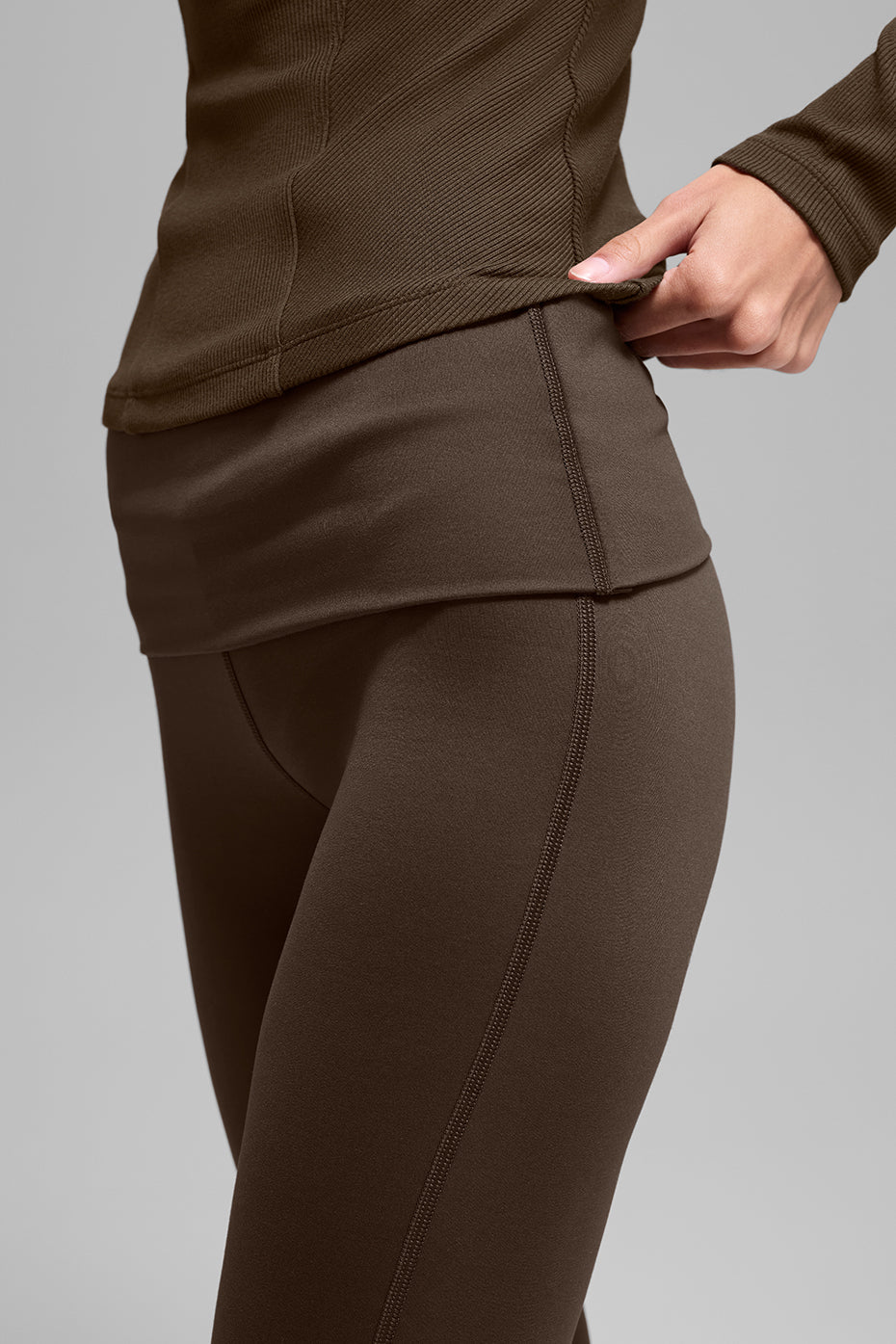 ALO Softsculpt Foldover Flare Legging - Espresso — photo 3