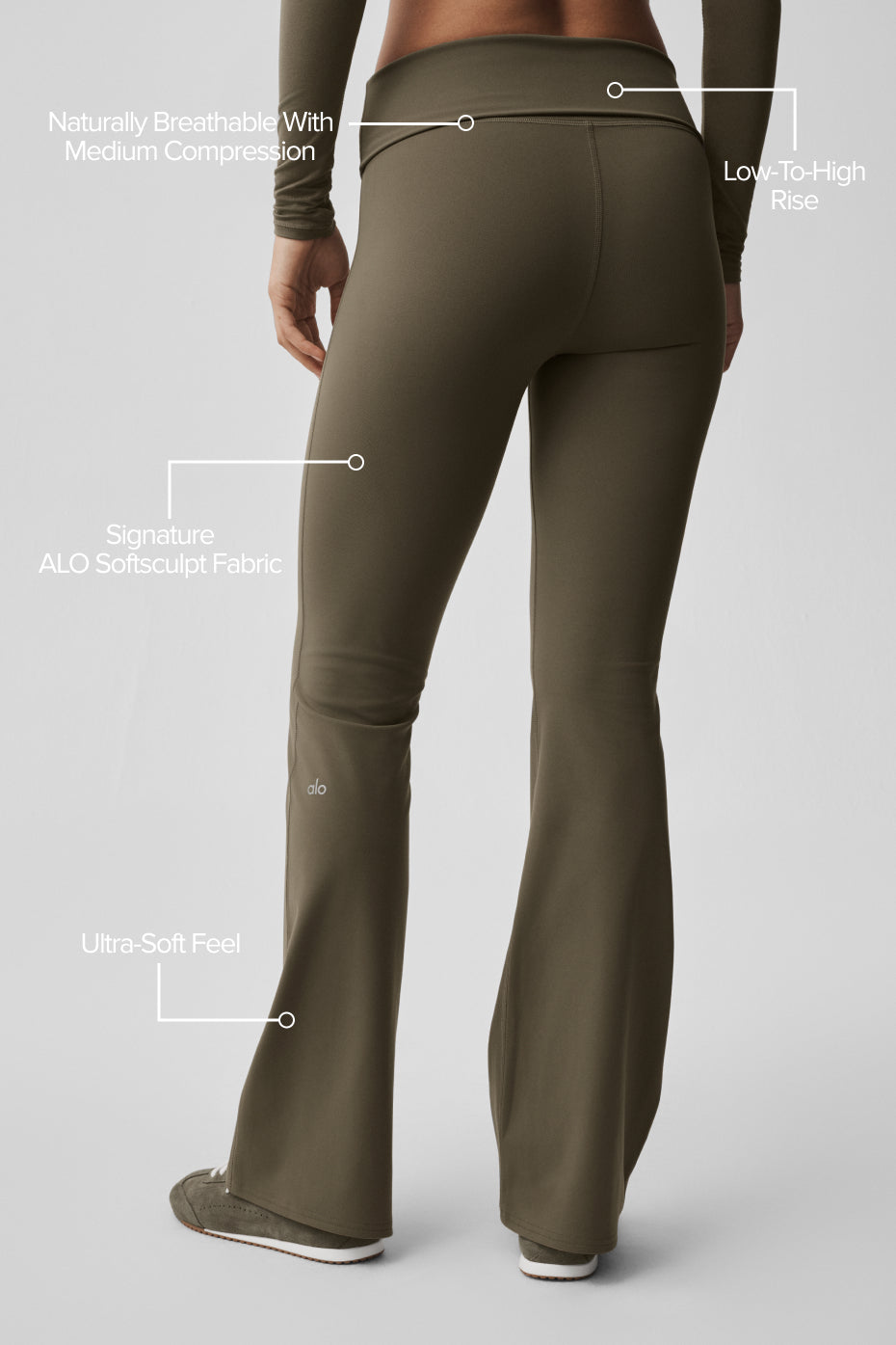 ALO Softsculpt Foldover Flare Legging - Olive Tree — photo 2