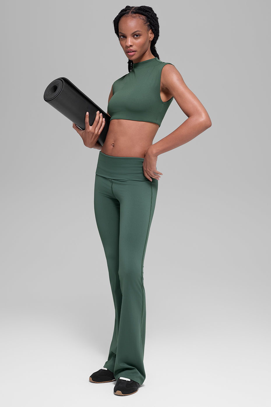 ALO Softsculpt Foldover Flare Legging - Clover Green — photo 6