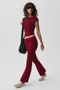 ALO Softsculpt Foldover Flare Legging - Summer Romance Red — photo 1