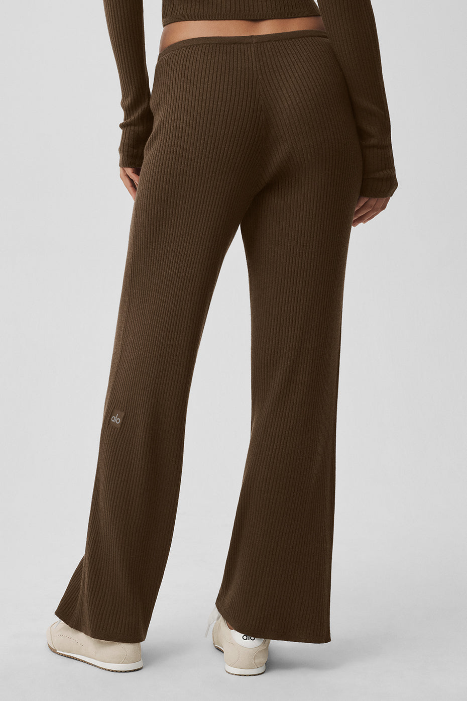 Sweater Knit Mid-Rise Unwind Wide Leg Pant - Espresso — photo 4