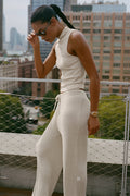 Sweater Knit Mid-Rise Unwind Wide Leg Pant - Oatmeal Heather — photo 1