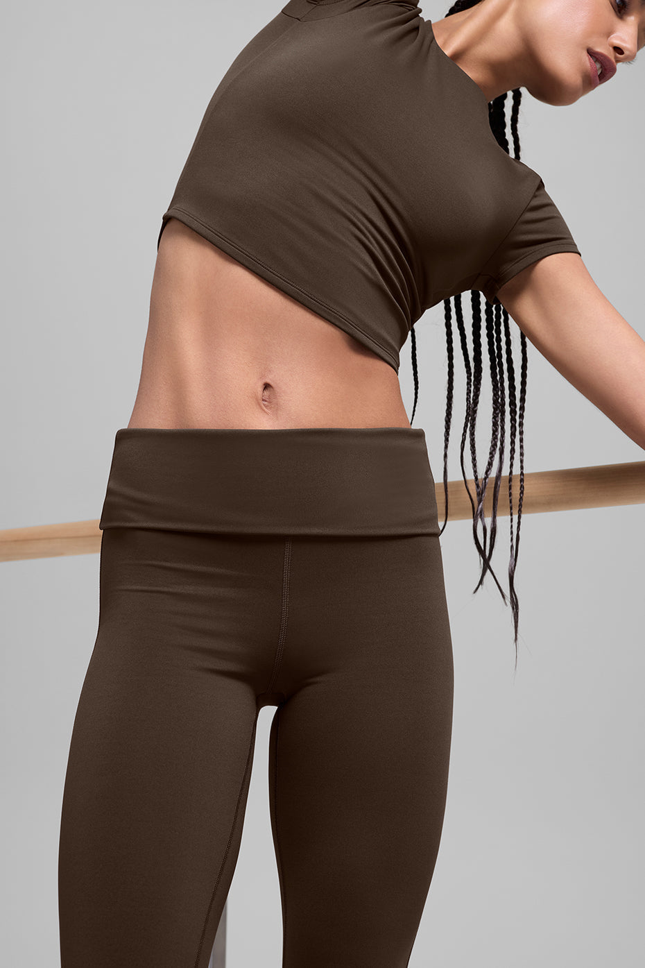 ALO Softsculpt 7/8 Foldover Flare Legging - Espresso — photo 5