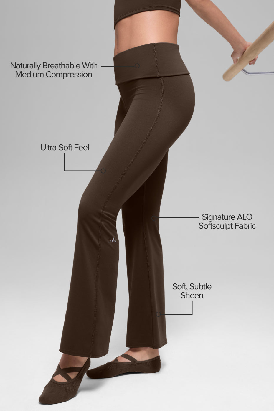 ALO Softsculpt 7/8 Foldover Flare Legging - Espresso — photo 2