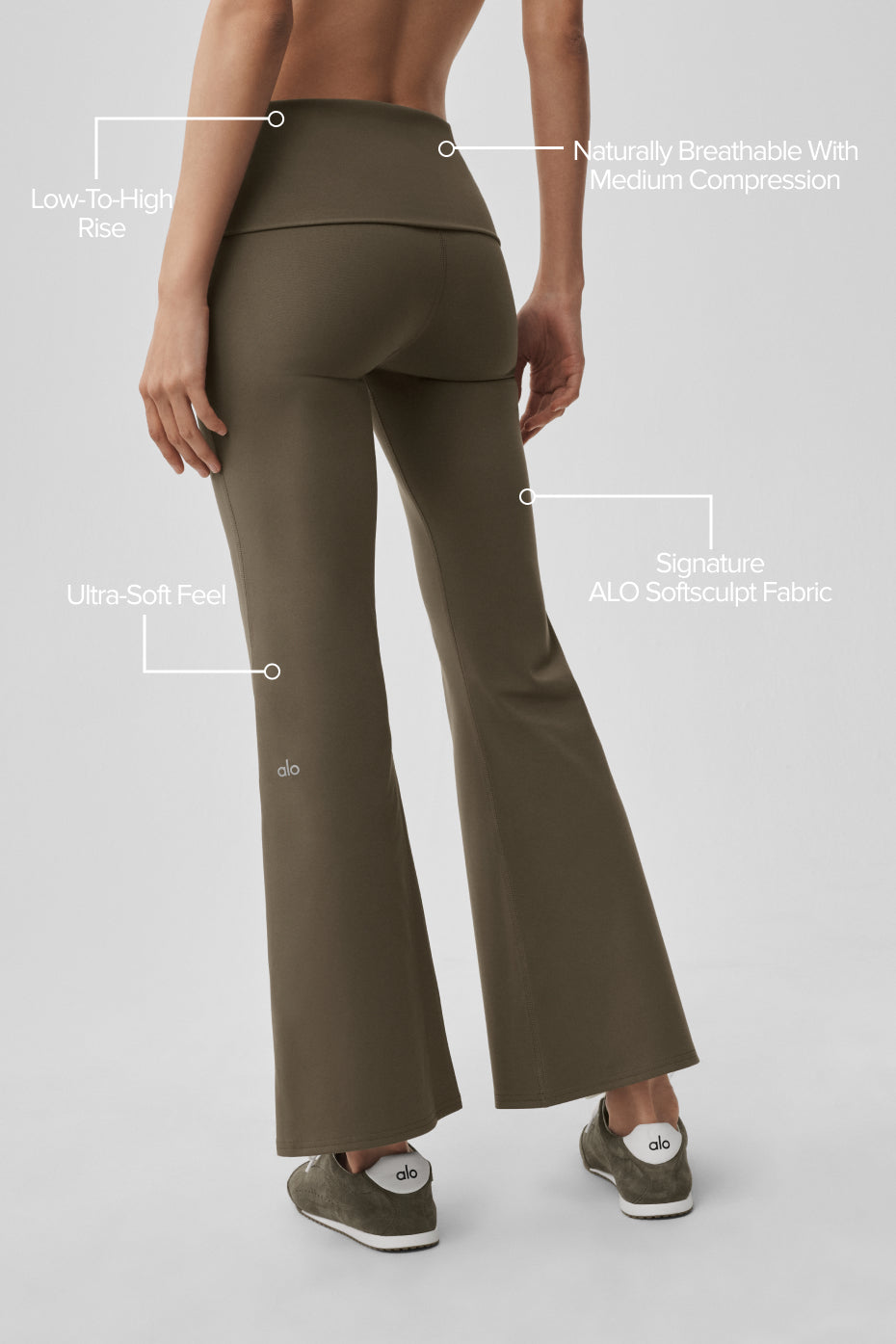 ALO Softsculpt 7/8 Foldover Flare Legging - Olive Tree — photo 2