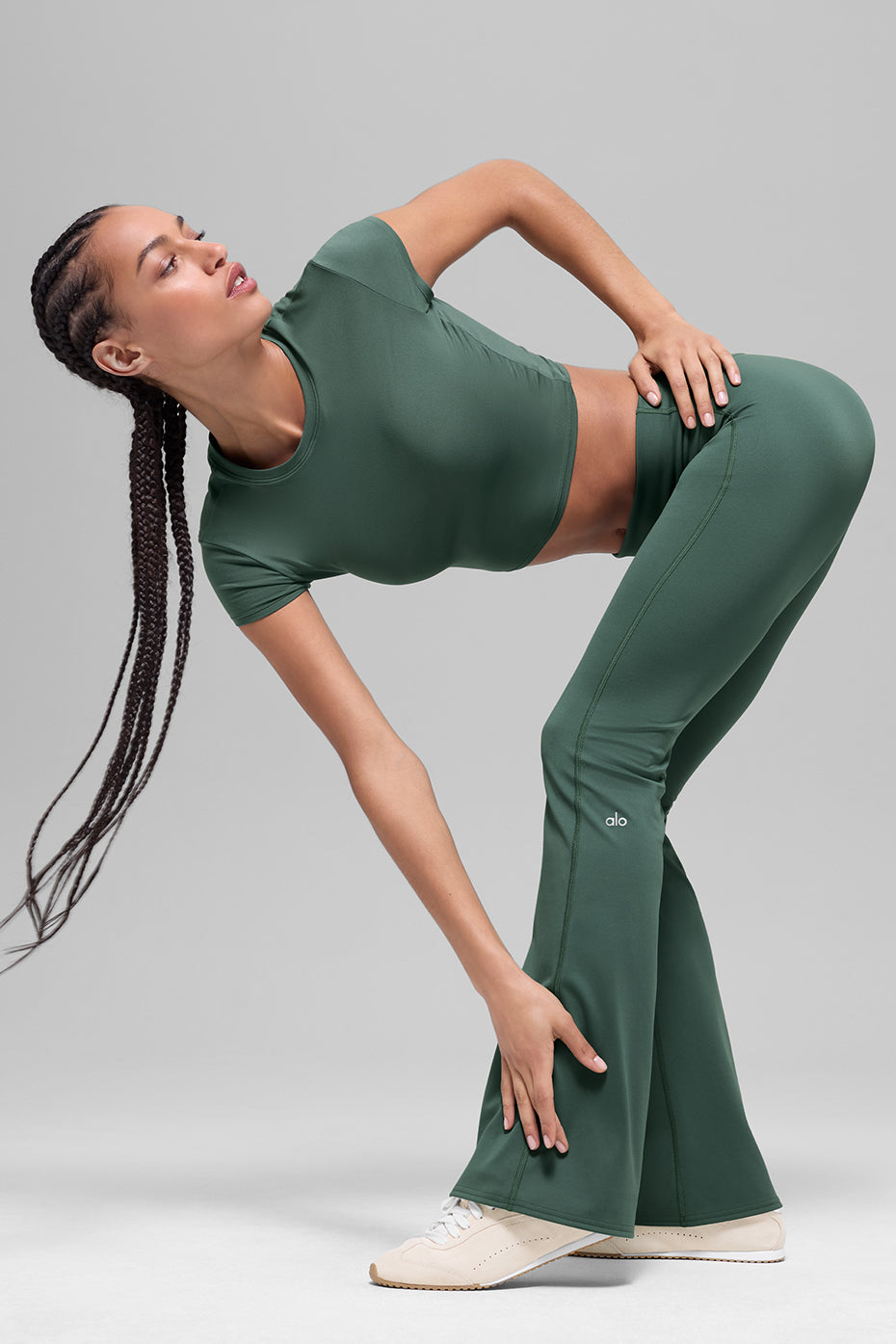 ALO Softsculpt 7/8 Foldover Flare Legging - Clover Green — photo 4