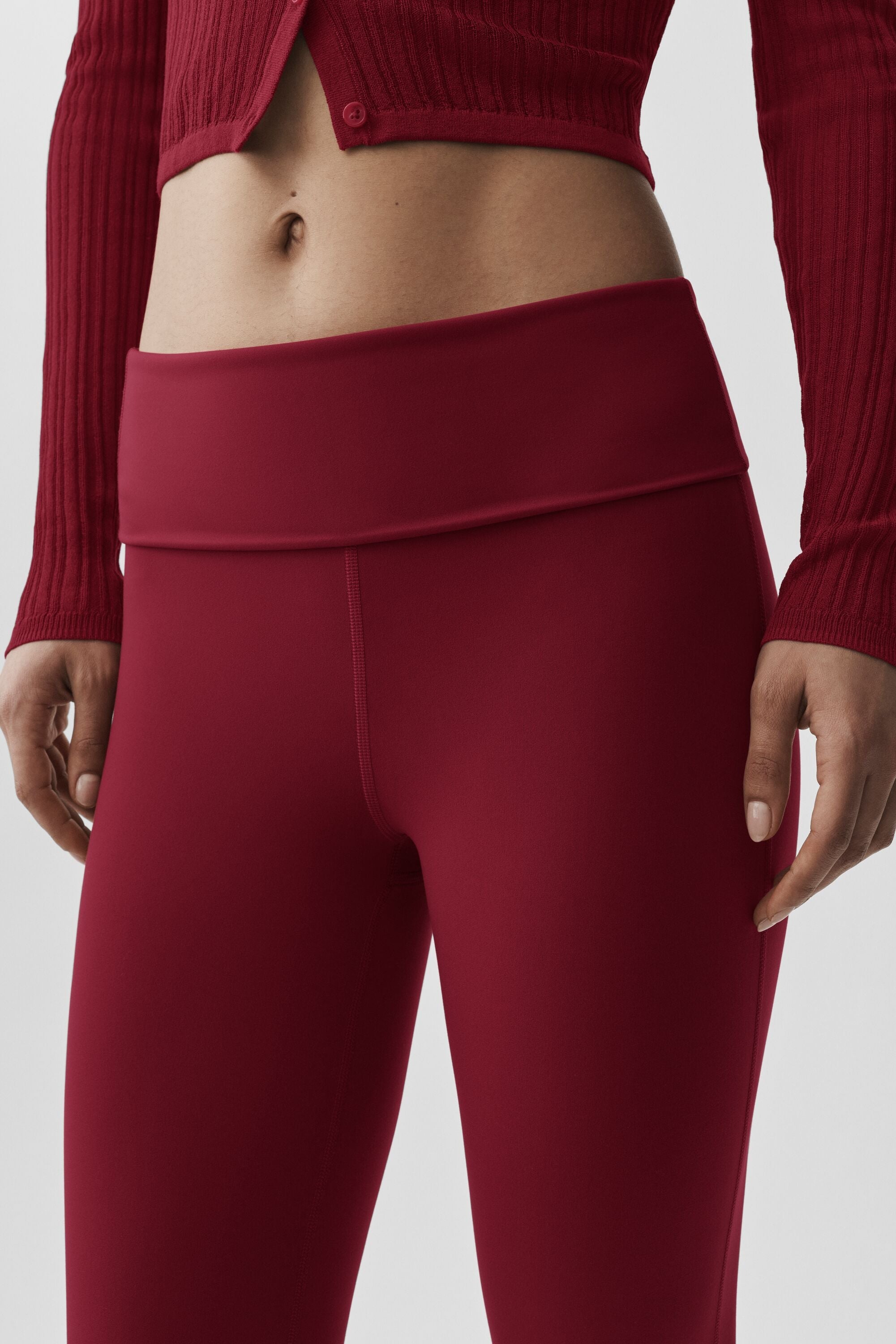 ALO Softsculpt 7/8 Foldover Flare Legging - Summer Romance Red — photo 4