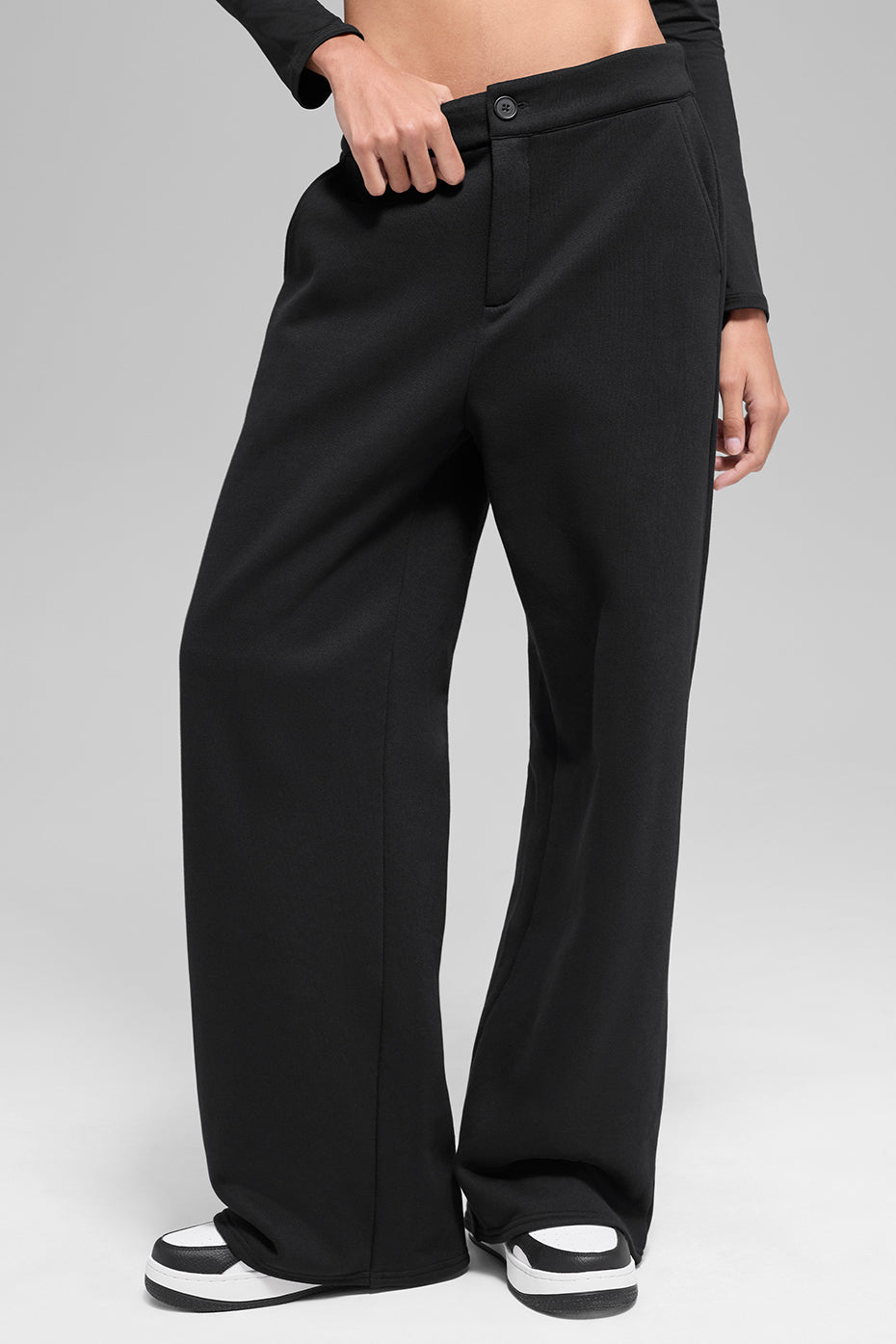 High-Waist Sweatpant Trouser - Black — photo 1