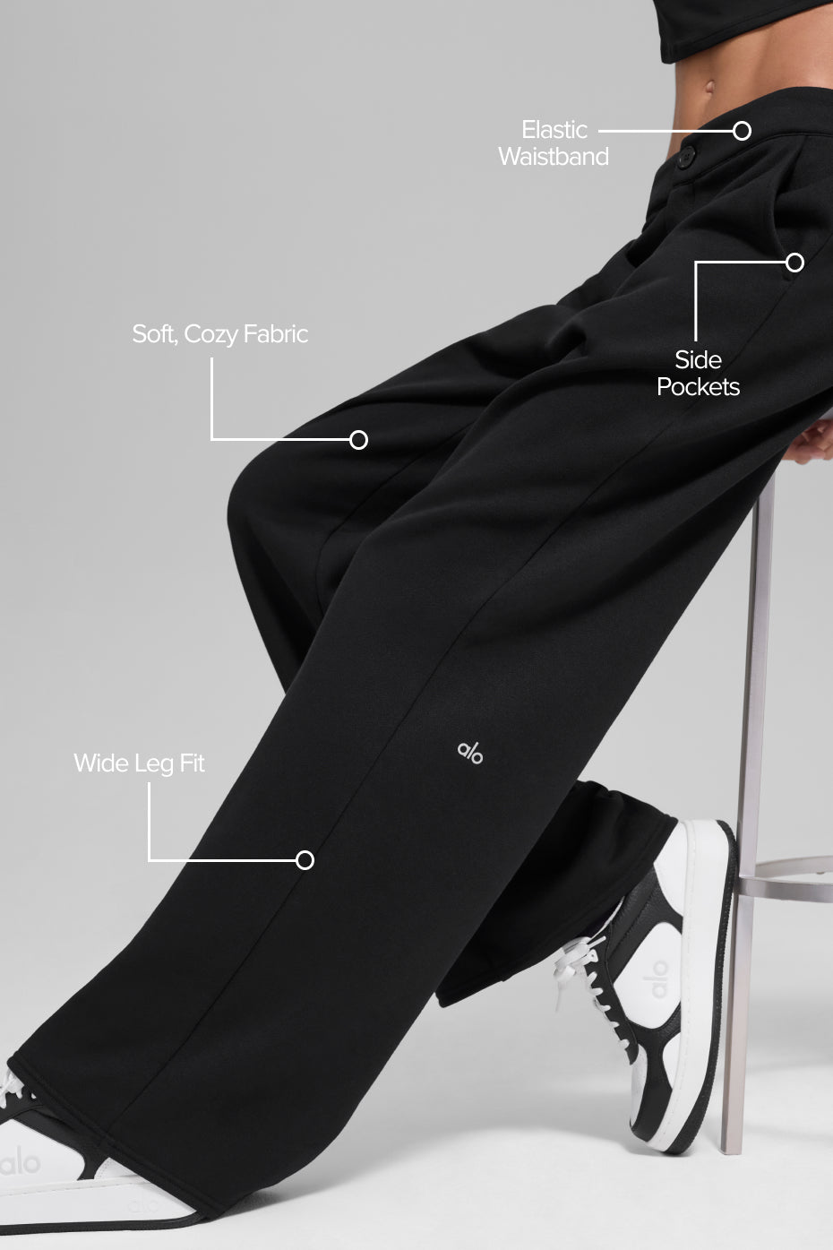 High-Waist Sweatpant Trouser - Black — photo 2