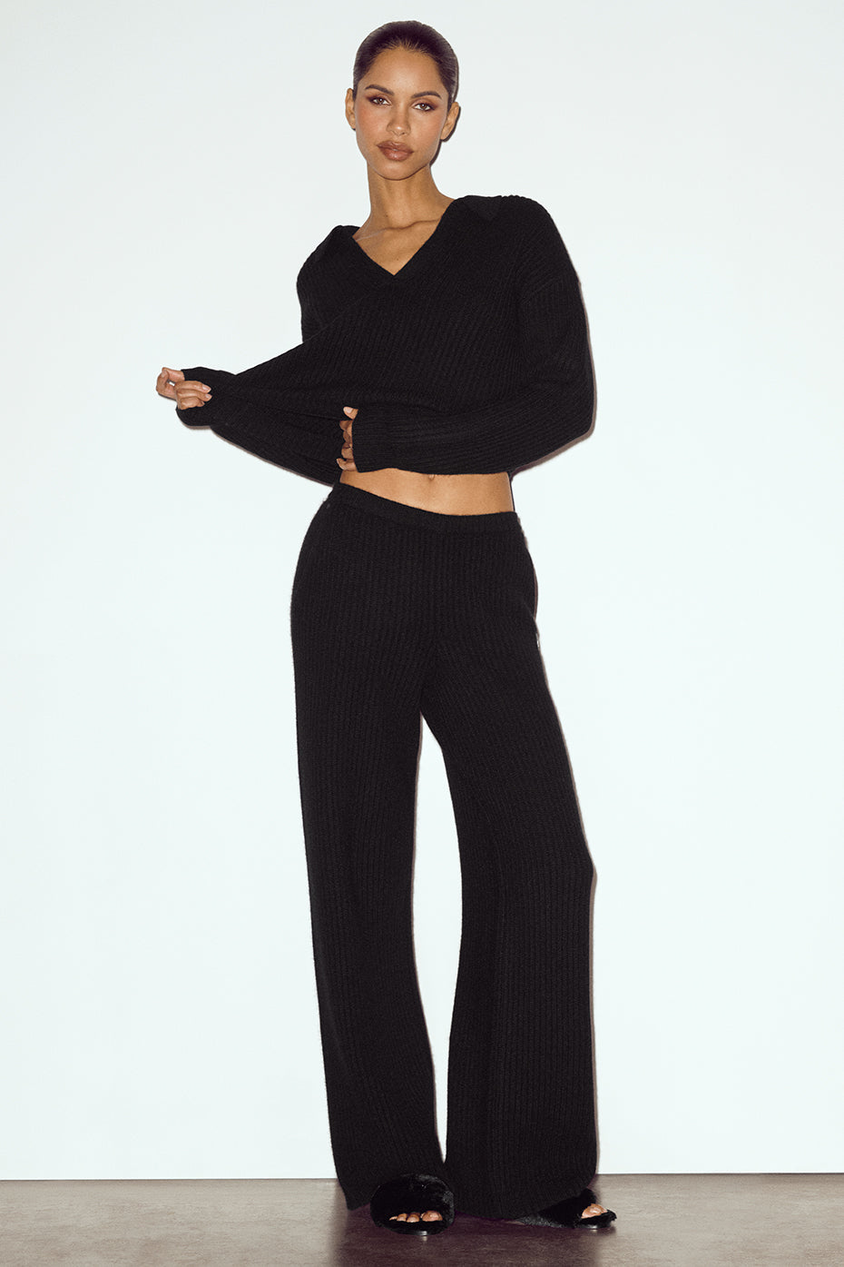 Cashmere High-Waist Northstar Straight Leg Pant - Black — photo 1