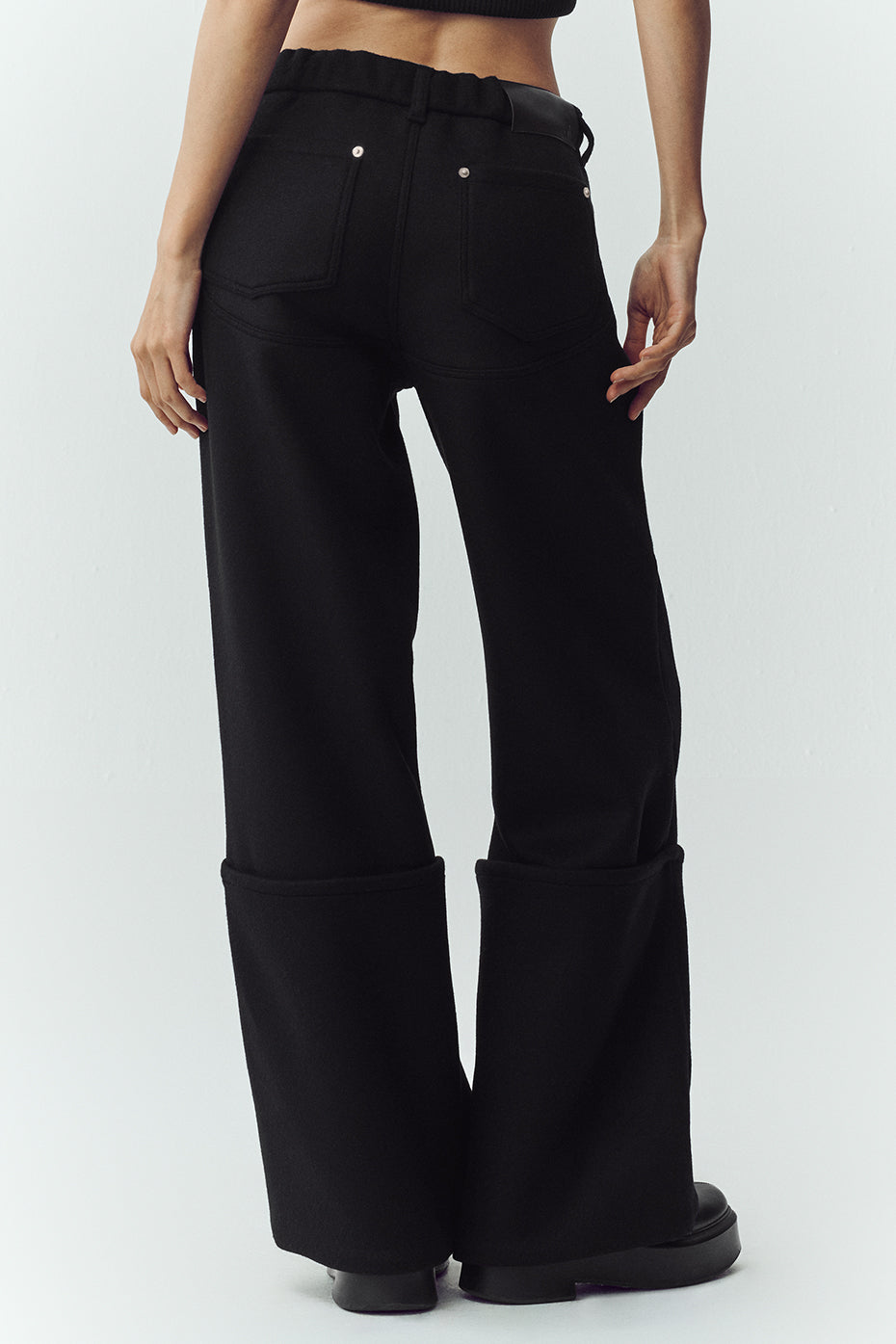 Wool Blend Nightcap Wide Leg Pant - Black — photo 4